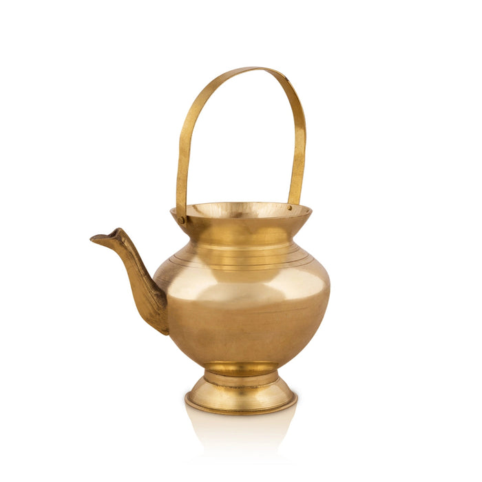 Brass Kindi With Handle - 4 x 4.5 Inches | Brass Kalash/ Brass Kamandalam for Pooja