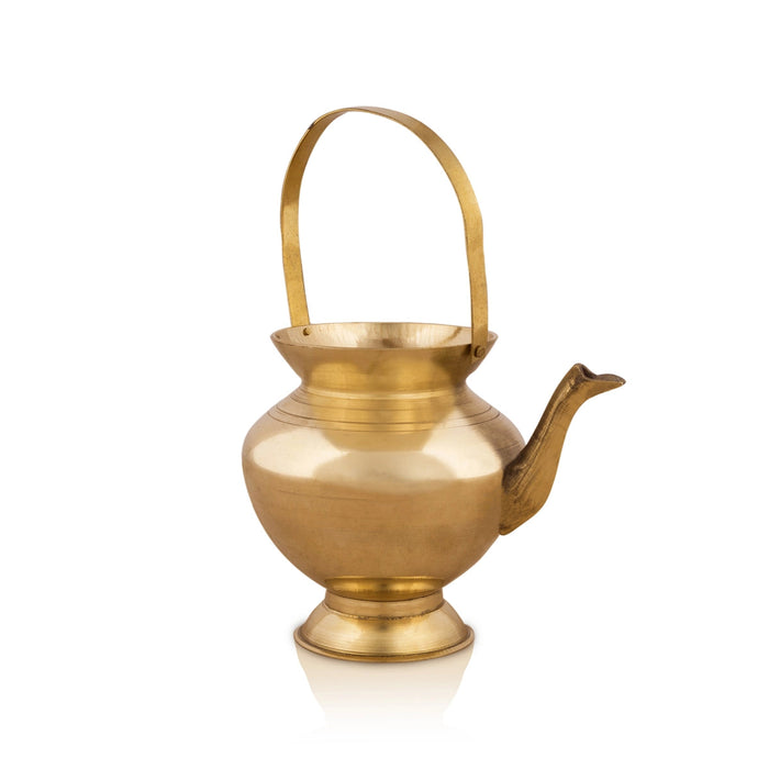 Brass Kindi With Handle - 4 x 4.5 Inches | Brass Kalash/ Brass Kamandalam for Pooja