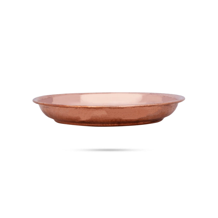 Copper Plate - 0.5 x 2.5 Inches | Pooja Plate / Halwa Thali Plate / Beeding Plate For Naivedyam