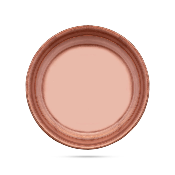 Copper Plate - 0.5 x 2.5 Inches | Pooja Plate / Halwa Thali Plate / Beeding Plate For Naivedyam