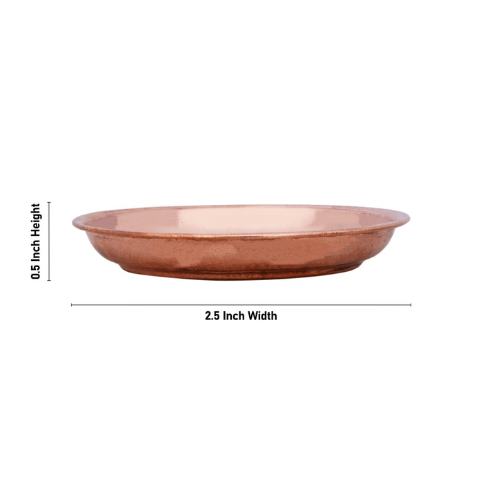 Copper Plate - 0.5 x 2.5 Inches | Pooja Plate / Halwa Thali Plate / Beeding Plate For Naivedyam