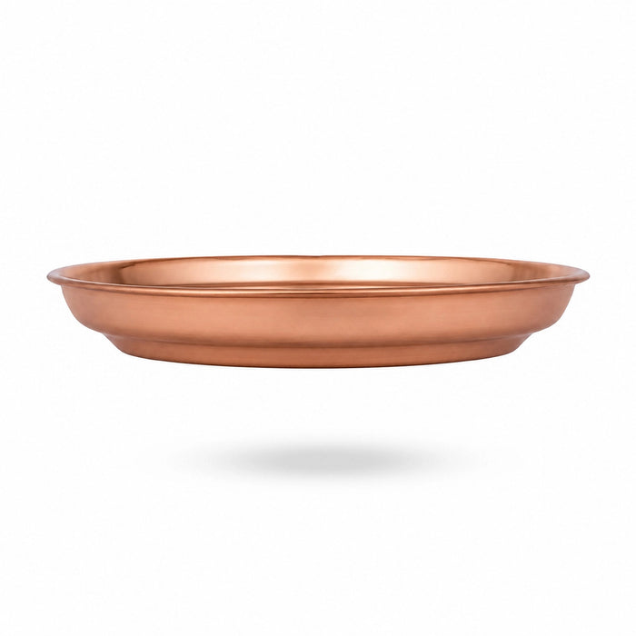 Copper Plate - 0.25 x 3.5 Inches | Beading Design Thali Plate/ Pooja Plate/ Pooja Thali For Naivedyam & Daily Pooja