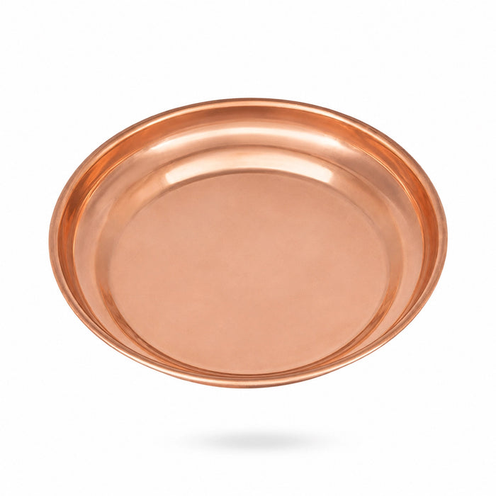 Copper Plate - 0.25 x 3.5 Inches | Beading Design Thali Plate/ Pooja Plate/ Pooja Thali For Naivedyam & Daily Pooja