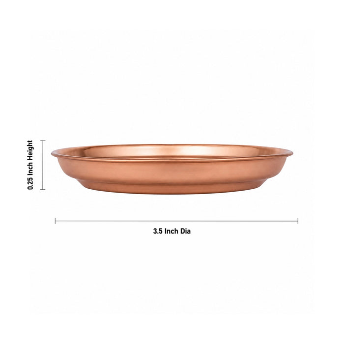 Copper Plate - 0.25 x 3.5 Inches | Beading Design Thali Plate/ Pooja Plate/ Pooja Thali For Naivedyam & Daily Pooja