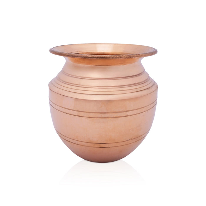 Copper Lota - 4 x 4.5 Inches | Chombu/ Kalash Pot/ Kalasham for Pooja & Temple Rituals