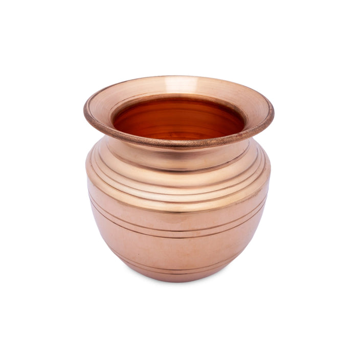 Copper Lota - 4 x 4.5 Inches | Chombu/ Kalash Pot/ Kalasham for Pooja & Temple Rituals