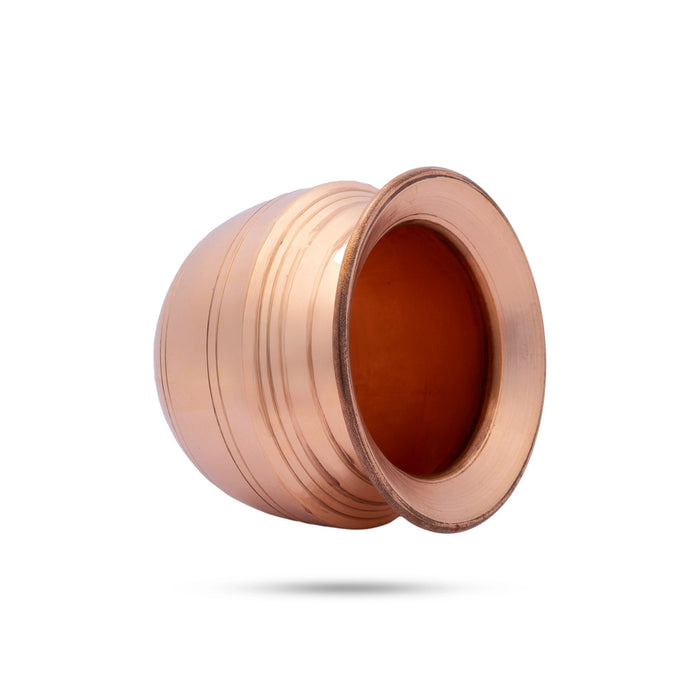 Copper Lota - 4 x 4.5 Inches | Chombu/ Kalash Pot/ Kalasham for Pooja & Temple Rituals