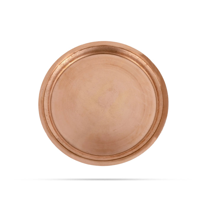 Copper Plate - 5.5 Inches | Halwa Plate/ Pooja Plate/ Thali Plate For Naivedyam And Pooja