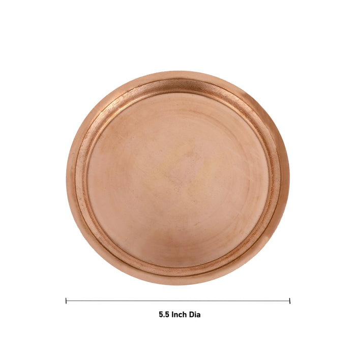 Copper Plate - 5.5 Inches | Halwa Plate/ Pooja Plate/ Thali Plate For Naivedyam And Pooja