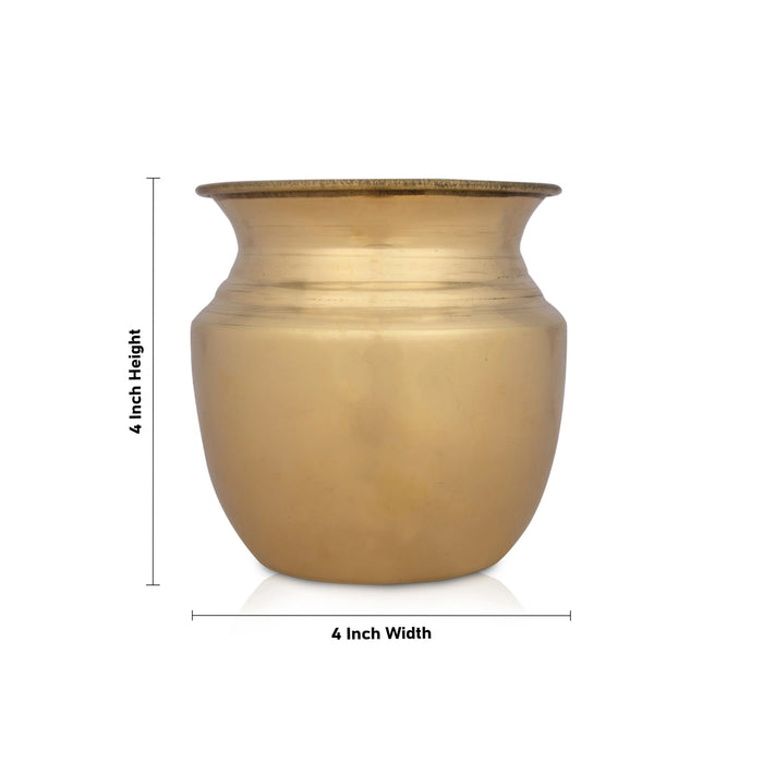 Brass Lota - 4 x 4 Inches | Kalash/ Pooja Pot/ Chombu for Home/ 170 Gms Approx