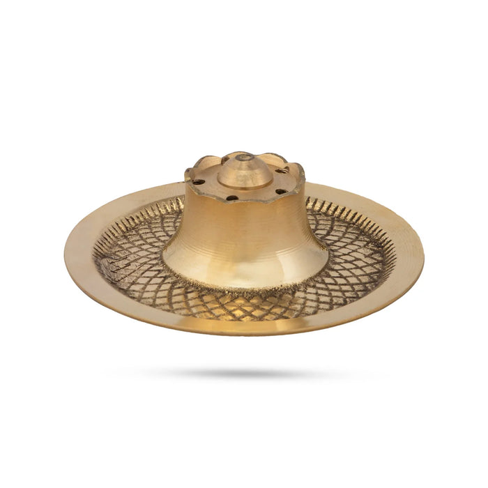 Brass Agarbathi Stand - 1.5 x 3 Inches | Incense Burner/ Incense Holder for Pooja/ 40 Gms Approx