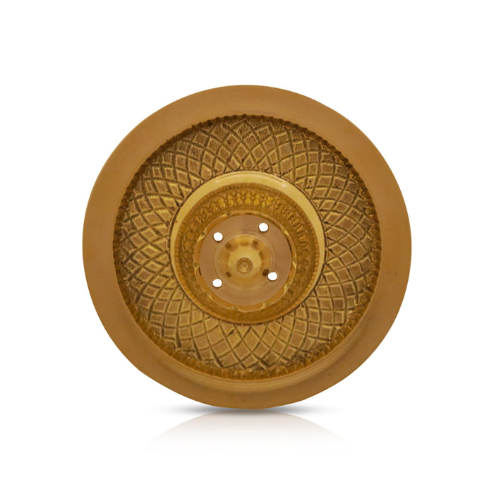 Incense Holder With Plate - 1.5 x 3 Inches | Brass Agarbathi Stand/ Agarbatti Stand for Pooja