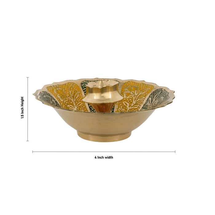 Agarbathi Stand With Bowl - 1.5 x 4 Inches | Oothupathi Stand/ Brass Incense Stick Holder for Pooja