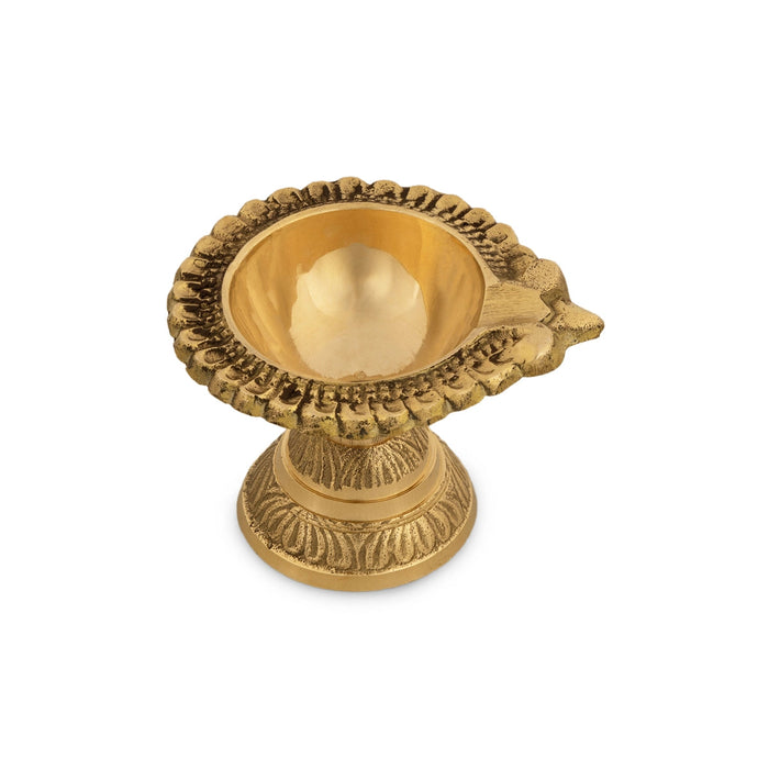 Lakshmi Kubera Vilakku With Base - 2 x 3 Inches | Brass Lamp/ Laxmi Kubera Deepam for Pooja