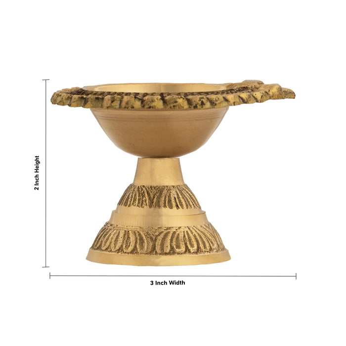 Lakshmi Kubera Vilakku With Base - 2 x 3 Inches | Brass Lamp/ Laxmi Kubera Deepam for Pooja