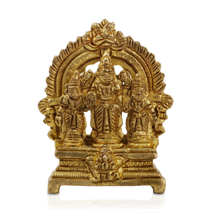 Ram Darbar Murti With Arch - 3 x 2 Inches | Antique Brass Idol/ Ram Darbar Statue With Base for Worship