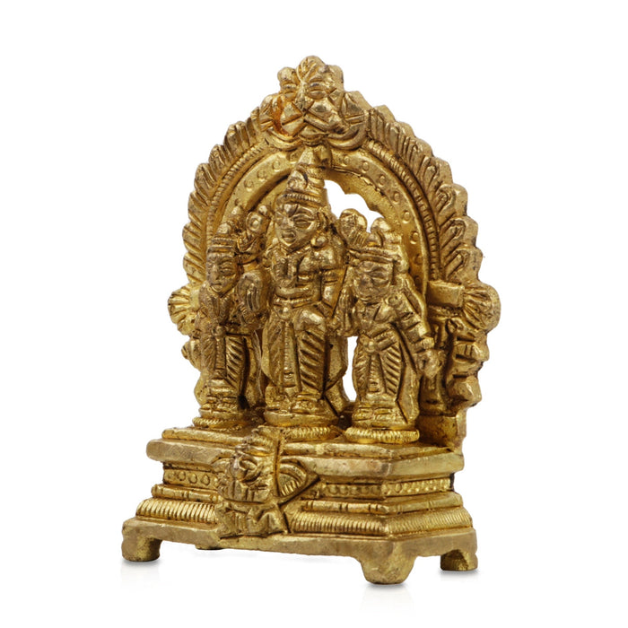 Ram Darbar Murti With Arch - 3 x 2 Inches | Antique Brass Idol/ Ram Darbar Statue With Base for Worship