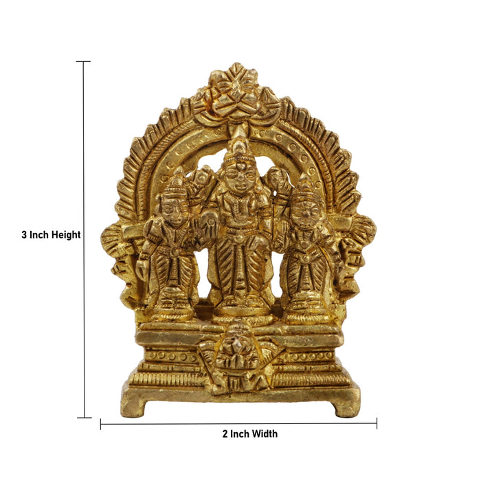 Ram Darbar Murti With Arch - 3 x 2 Inches | Antique Brass Idol/ Ram Darbar Statue With Base for Worship