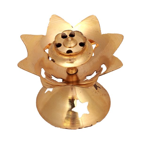 Star Design Incense Holder With Base - 1.5 x 2.5 Inches | Brass Agarbathi Stand/ Agarbatti Stand for Pooja