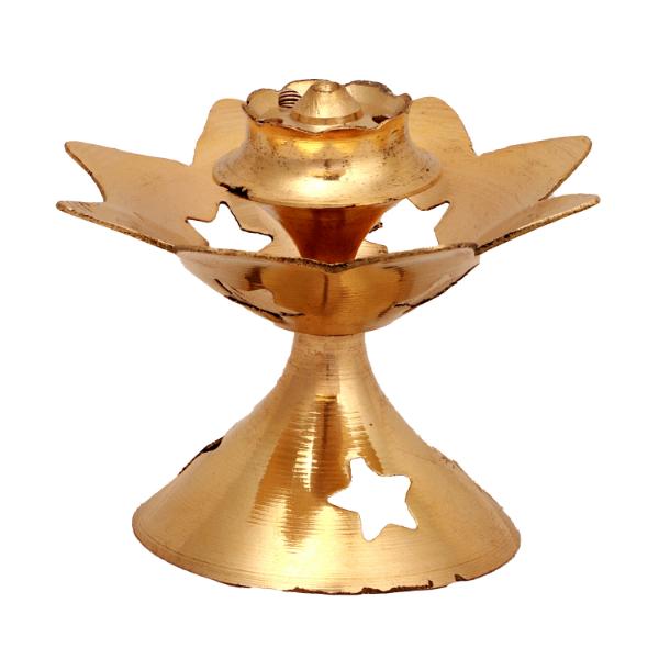 Star Design Incense Holder With Base - 1.5 x 2.5 Inches | Brass Agarbathi Stand/ Agarbatti Stand for Pooja