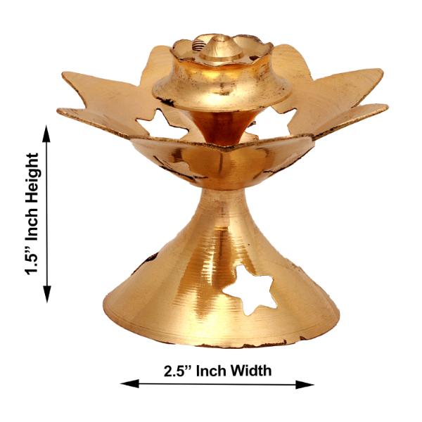 Star Design Incense Holder With Base - 1.5 x 2.5 Inches | Brass Agarbathi Stand/ Agarbatti Stand for Pooja