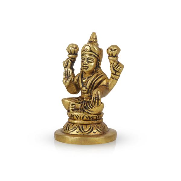Lakshmi Statue Sitting On Base - 3 x 2 Inches | Antique Brass Idol/ Laxmi Statue/ Laxmi Idol for Pooja