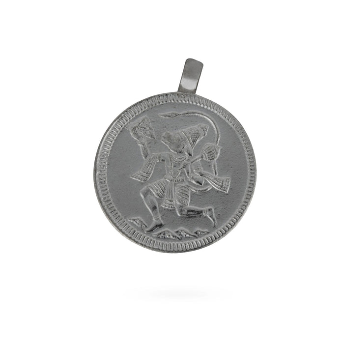 Hanuman Murti Pendant - 1.25 X 1 Inches | Silver Polish Anjaneya Locket/ Chakra Design Dollar For Protection