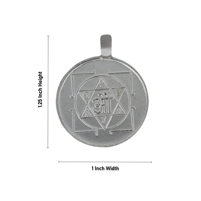 Hanuman Murti Pendant - 1.25 X 1 Inches | Silver Polish Anjaneya Locket/ Chakra Design Dollar For Protection