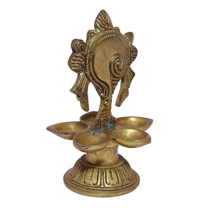 Shank Design Hanging Deep - 6 Inch | Antique Brass Lamp/ Hanging Diya for Temple/ 660 Gms Approx