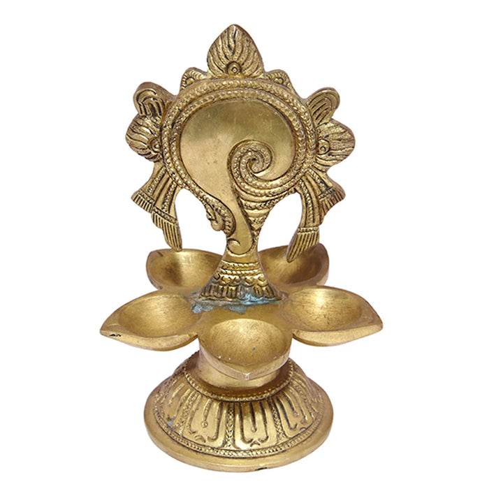 Shank Design Hanging Deep - 6 Inch | Antique Brass Lamp/ Hanging Diya for Temple/ 660 Gms Approx