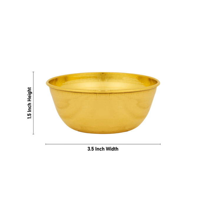 Brass Bowl - 1.5 x 3.5 Inches | Pooja Bowl/ Brass Cup/ Small Bowl For Offering Kumkum And Pooja
