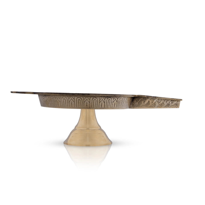 Abhisheka Patra With Base - 4.5 x 14 x 9 Inches | Antique Brass Abhisheka Plate/ Abhishek Patra for Pooja