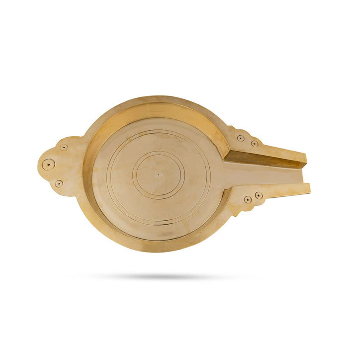 Abhisheka Patra With Base - 4.5 x 14 x 9 Inches | Antique Brass Abhisheka Plate/ Abhishek Patra for Pooja