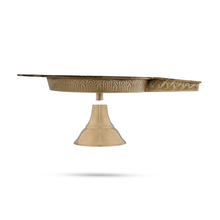 Abhisheka Patra With Base - 4.5 x 14 x 9 Inches | Antique Brass Abhisheka Plate/ Abhishek Patra for Pooja