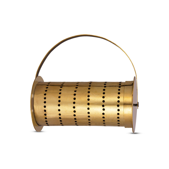 Rangoli Roller With Handle - 1.5 x 3 Inches | 6 Line Muggulu Roller/ Brass Kolam Roller for Home Decor