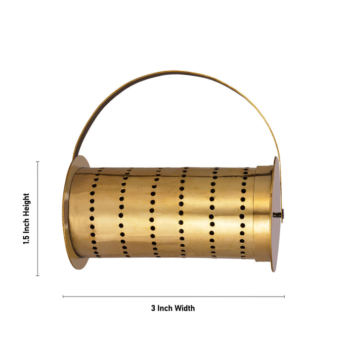 Rangoli Roller With Handle - 1.5 x 3 Inches | 6 Line Muggulu Roller/ Brass Kolam Roller for Home Decor