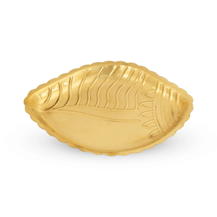 Shankh Design Brass Plate - 0.5 x 8 Inches | Thali Plate/ Puja Plate for Home