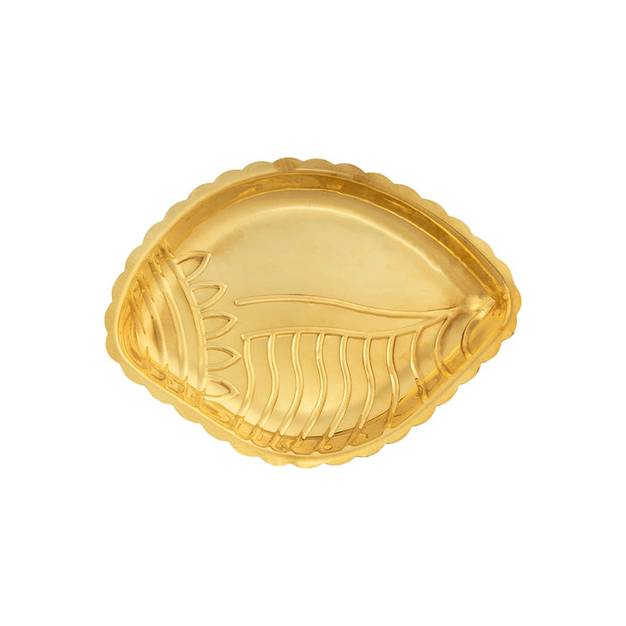 Shankh Design Brass Plate - 0.5 x 8 Inches | Thali Plate/ Puja Plate for Home