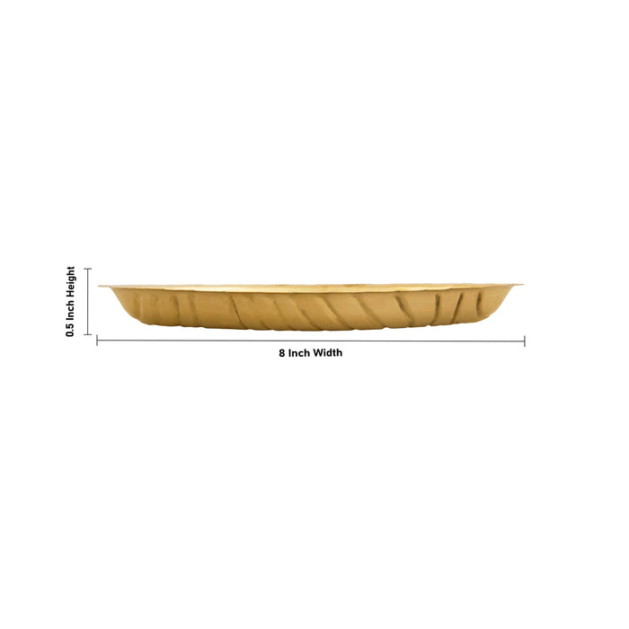 Shankh Design Brass Plate - 0.5 x 8 Inches | Thali Plate/ Puja Plate for Home