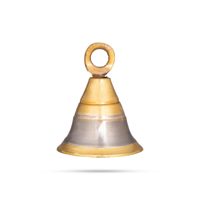 Brass Bell - 1.5 X 1.25 Inches | Gold & Silver Kavadi Bell / Hanging Pooja Bell For Mandir