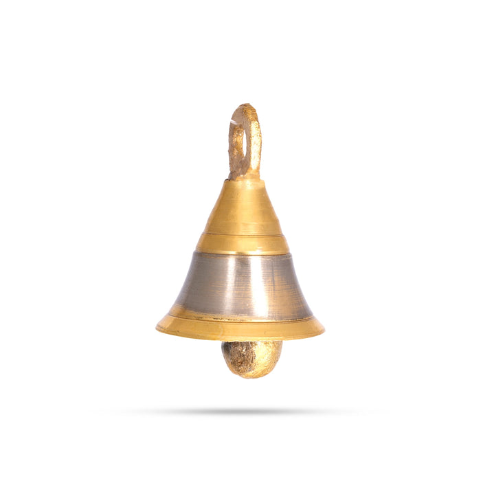 Brass Bell - 1.5 X 1.25 Inches | Gold & Silver Kavadi Bell / Hanging Pooja Bell For Mandir