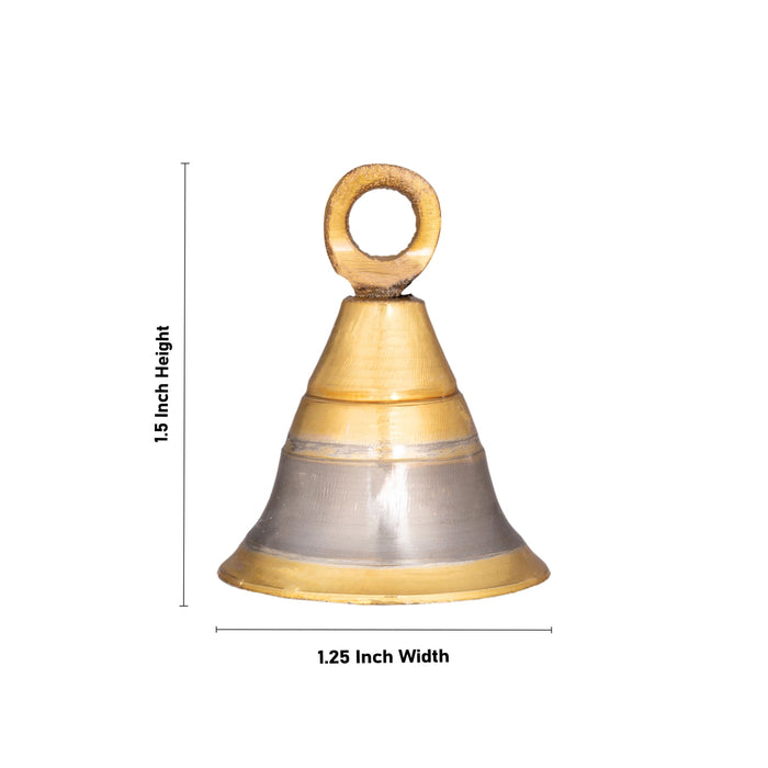 Brass Bell - 1.5 X 1.25 Inches | Gold & Silver Kavadi Bell / Hanging Pooja Bell For Mandir