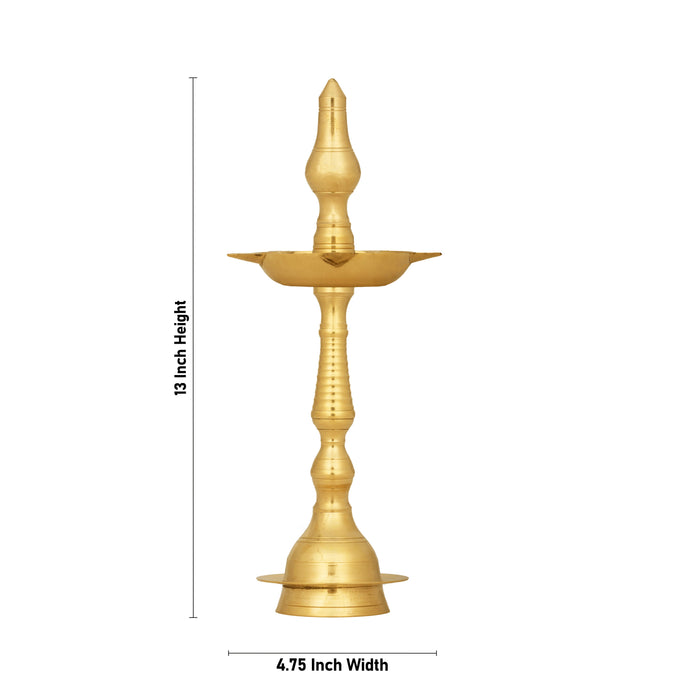 Kerala Kuthu Vilakku - 13 x 4.75 Inches | Kerala Vilakku/ 5 Face Brass Lamp/ Kerala Diya for Pooja