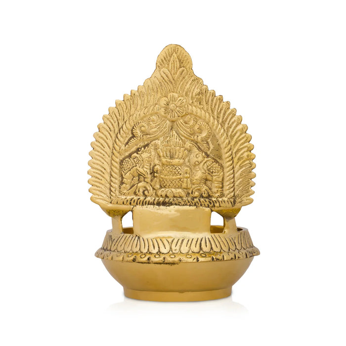 Kuber Kamakshi Lakshmi Lamp - 6 x 3.5 Inches | Brass Vilakku/ Laxmi Deepam for Pooja/ 460 Gms Approx