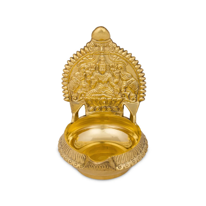 Kuber Kamakshi Lakshmi Lamp - 6 x 3.5 Inches | Brass Vilakku/ Laxmi Deepam for Pooja/ 460 Gms Approx