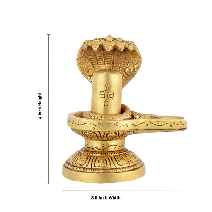 Shivalingam with Nagam Statue - 4 x 3.5 Inches | Antique Brass Idol/ Shiv Ling With Nag Murti