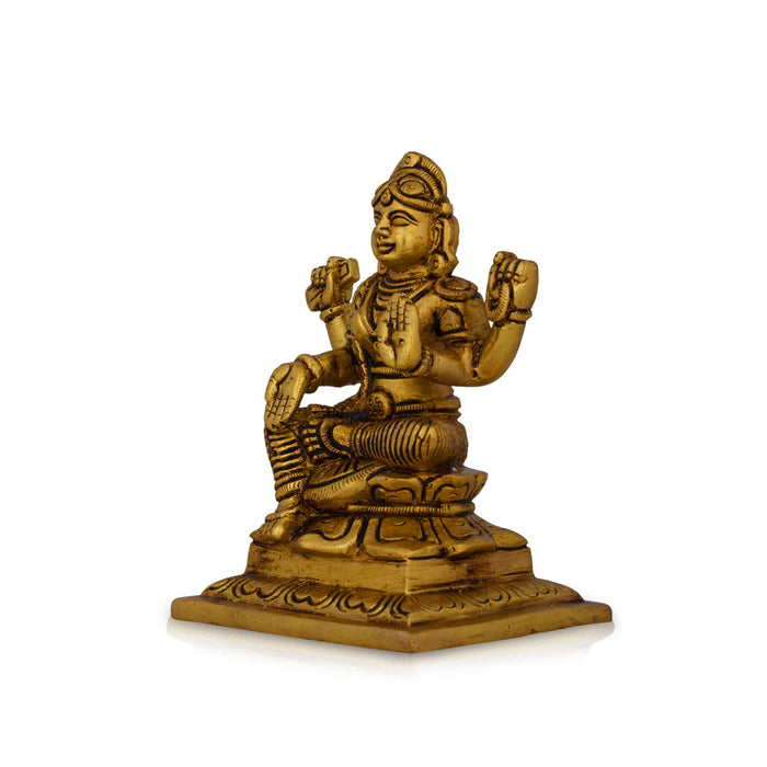 Bala Tripura Sundari Devi Sitting On Base- 5 X 3.5 Inches | Bala Tripura Sundari Idol/Antique Brass Idol For Pooja