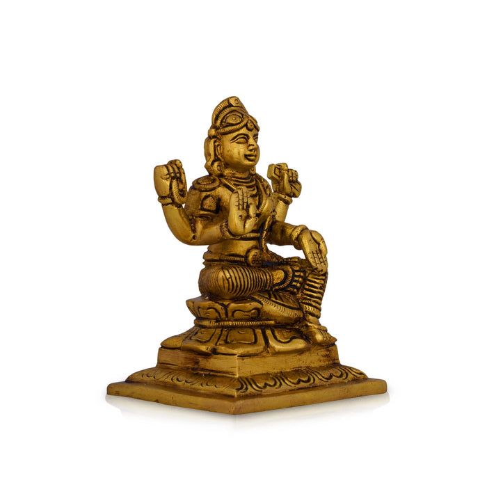 Bala Tripura Sundari Devi Sitting On Base- 5 X 3.5 Inches | Bala Tripura Sundari Idol/Antique Brass Idol For Pooja