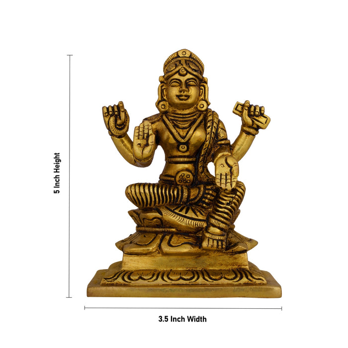 Bala Tripura Sundari Devi Sitting On Base- 5 X 3.5 Inches | Bala Tripura Sundari Idol/Antique Brass Idol For Pooja