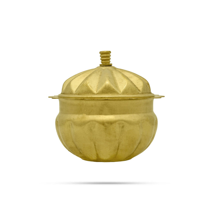 Brass Kumkum Pot - 3 x 2.5 Inches | Sindoor Pot/ Kumkum Bharani for Home/ 40 Gms Approx